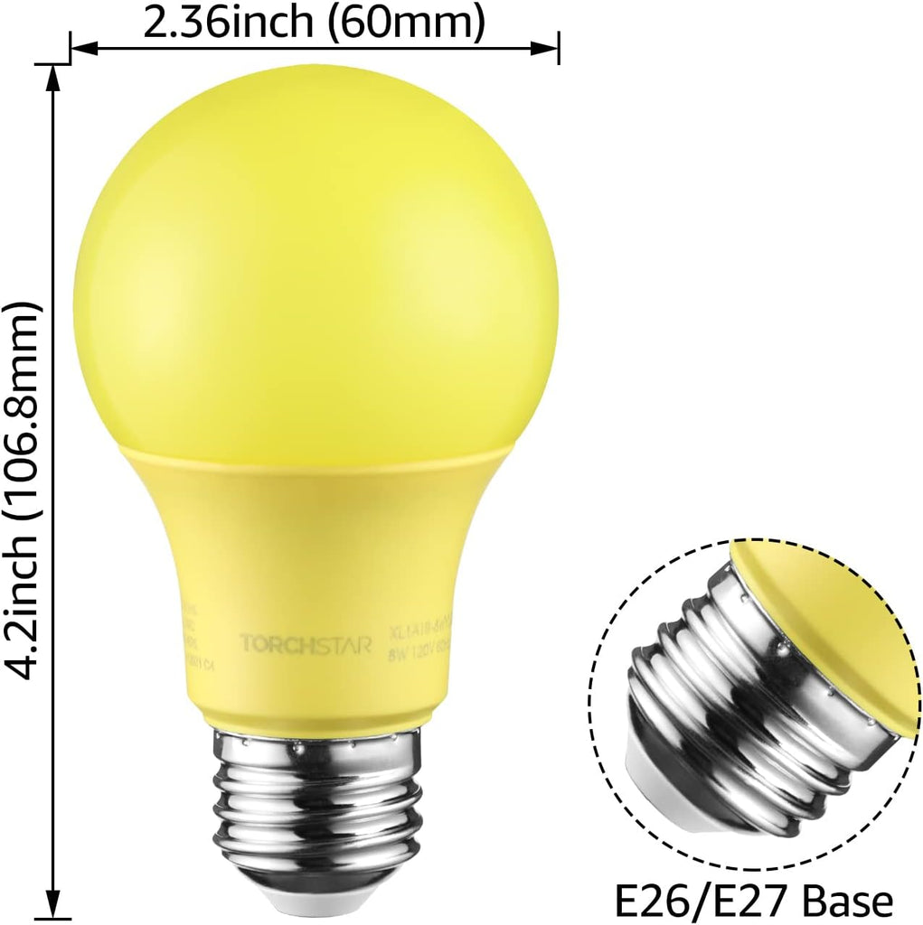 LED A19 Yellow Light Bulbs, E26 Base, UL Listed