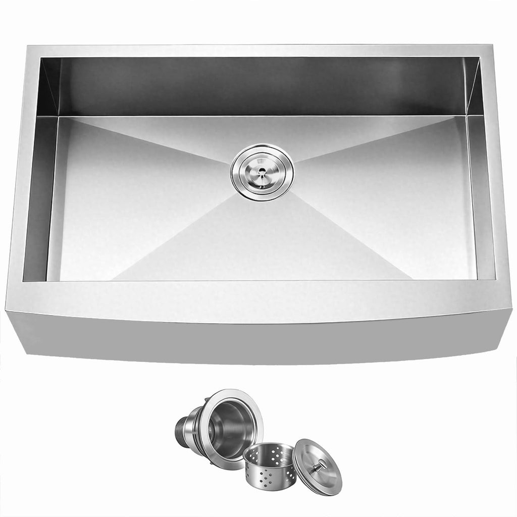 33 Inch Stainless Steel Farmhouse Sink, 33x21 Apron Front Kitchen Sink, 9 Inch Deep 16 gauge Commercial Single Bowl