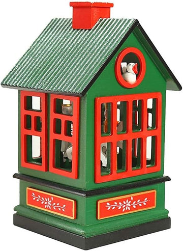 Christmas Wooden Carousel Music Box House Decorations Cute Rotating Design Tool Party Decor