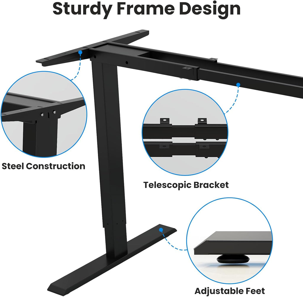 Dual Motor Standing Desk Frame- Height Adjustable Electric Desk Legs, Heavy Duty Sit to Stand Up Desk Base, 4 Memory