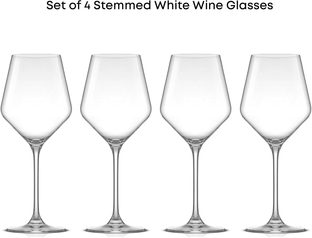 Layla White Wine Glasses, Set of 4 Italian Glasses, 13.5 oz Clear - Made in Europe