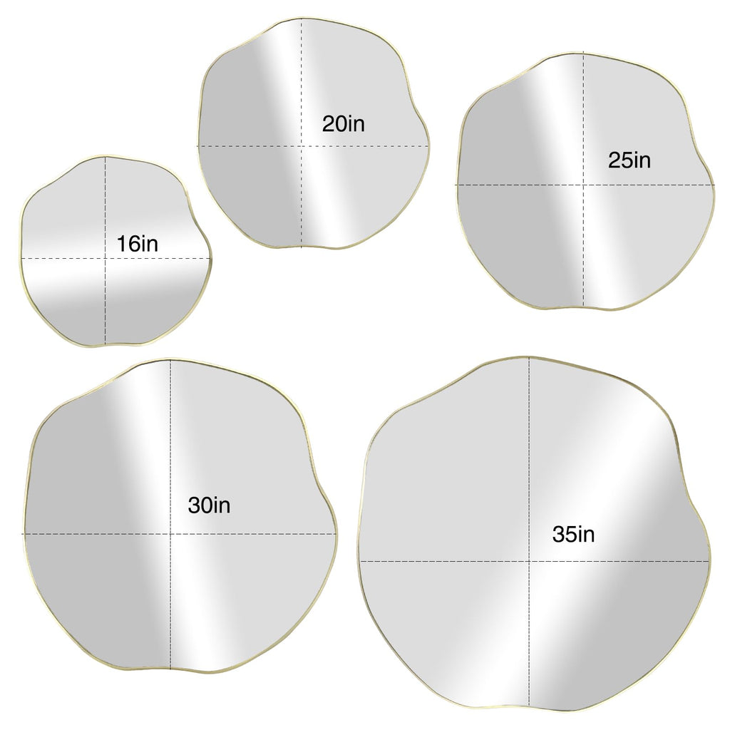 25" Irregular Round Wall Mirrors, Scalloped Frameless Mirror