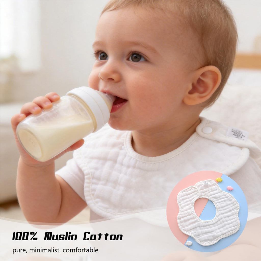 Organic Cotton Muslin Baby Bibs 8-Layer Drool Bibs