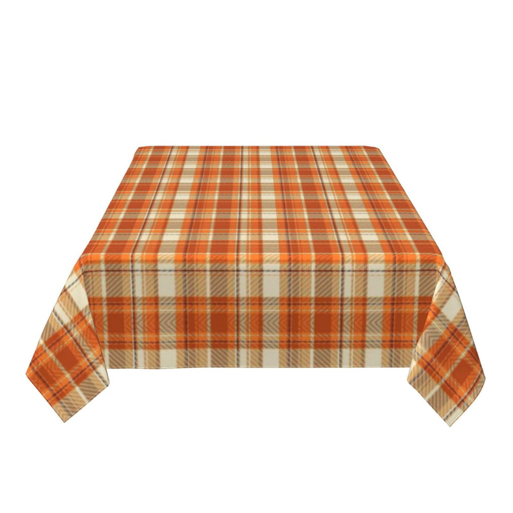 Checkered Fall Tablecloth Rectangle 60x104 Inch, Burnt Orange Retro Plaid Table Cloth, Stain Resistance Polyester