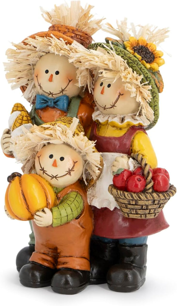Fall Scarecrow Family Figurine, Autumn Harvest Thanksgiving Decor