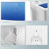 Portable Washing Machine, Twin Tub 20 Lbs Capacity, Compact Laundry Washer(12 Lbs) and Spinner(8 Lbs), Durable Design