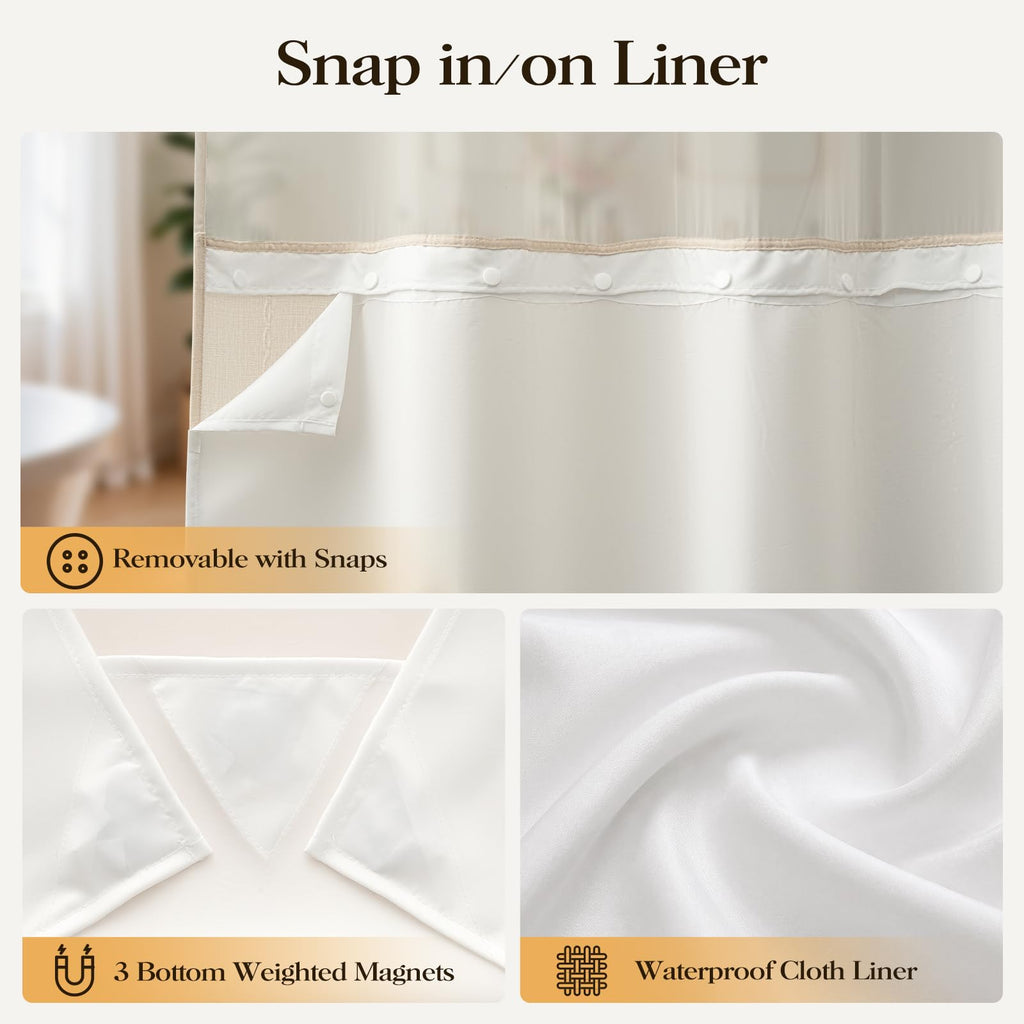 Cream Ringless Boho Stripe Tassel with Snap Liner 72x75