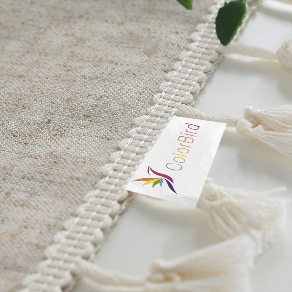 Solid Color Tassel Tablecloth Cotton Linen Dust-Proof Shrink-Proof Table Cover Dining Farmhouse Tabletop Decoration