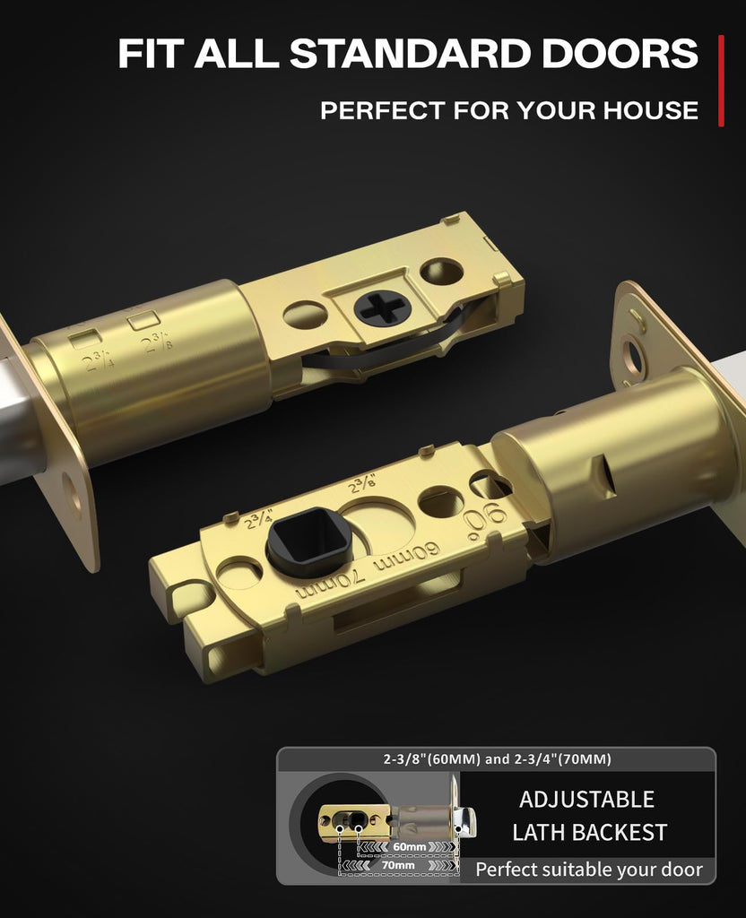Champagne Bronze Solid Heavy-Duty Knurled Front Door Handle Set with Deadbolt, Architectural Grade Modern Entry Door