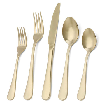 Matte champagne Silverware Set, 20-Piece Stainless Steel Flatware Set, Kitchen Utensil Set Service for 4, Tableware