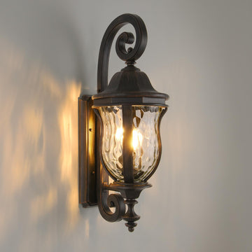 Black Brush Red Exterior Wall Sconces, 28" Large Outdoor Wall Light