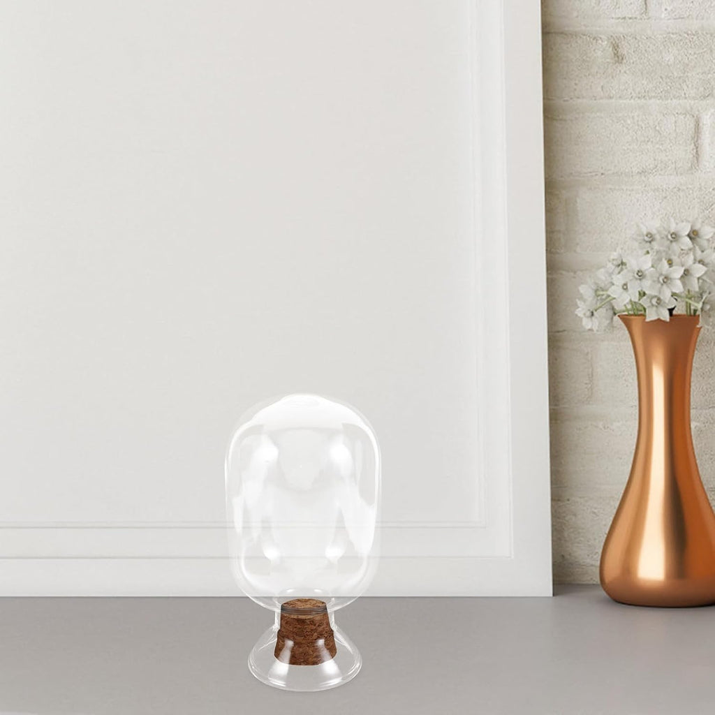 Decorative Match Striker Bottle with Cork, Wood and Glass Mantel Decor