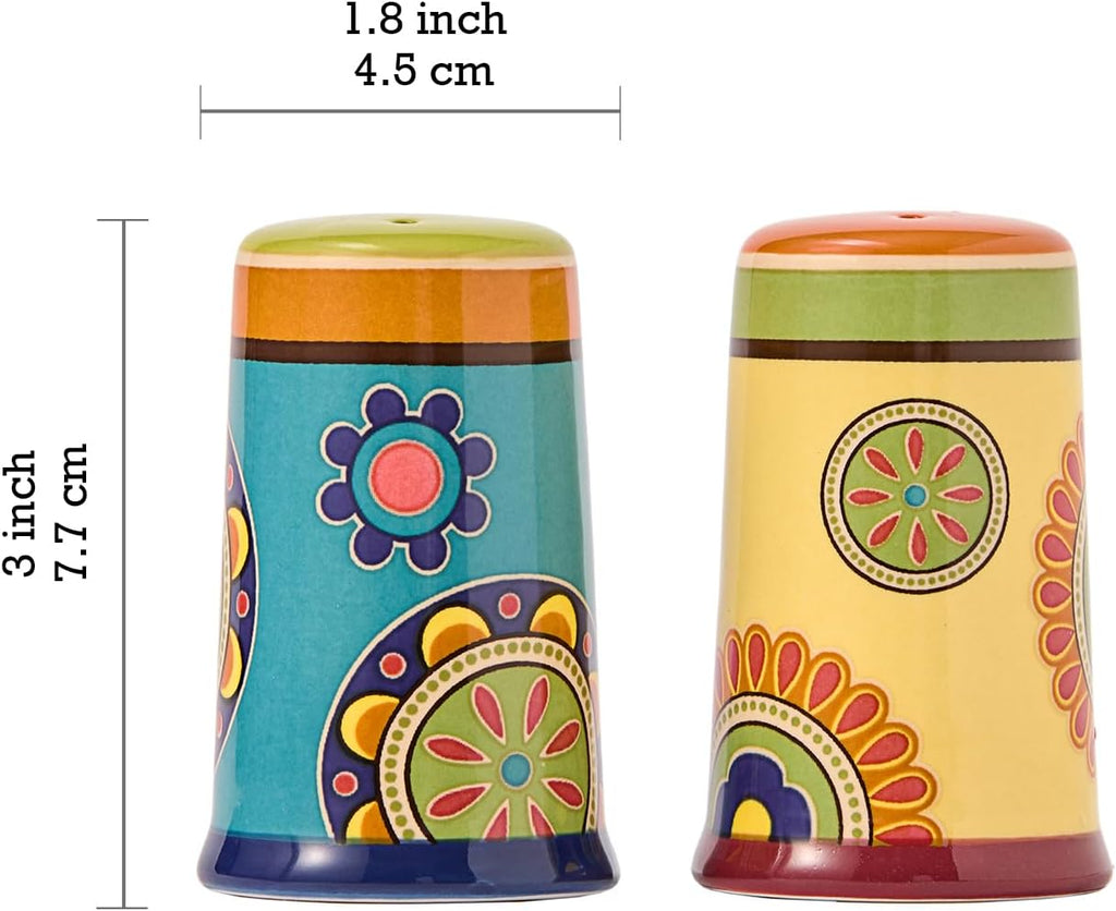 Tunisian Ceramic Salt & Pepper Shaker Set or Decor, Dishwasher Safe - Set of 2