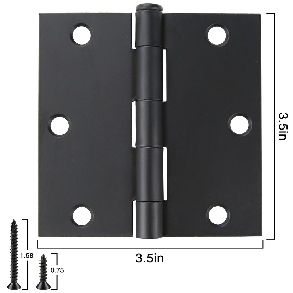 30 Pack Black Door Hinges 3.5 inch Square Corner