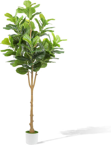 6FT Artificial Fiddle Leaf Fig Tree, Large Faux Ficus Lyrata Tree with White Planter, Fake Floor Plants Living Room