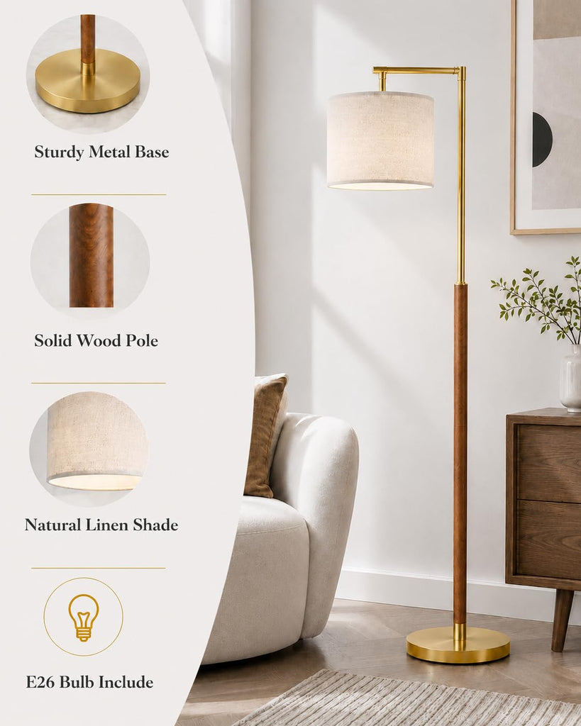 Real Wood Floor Lamps, Mid Century Modern Arc Floor Lamp