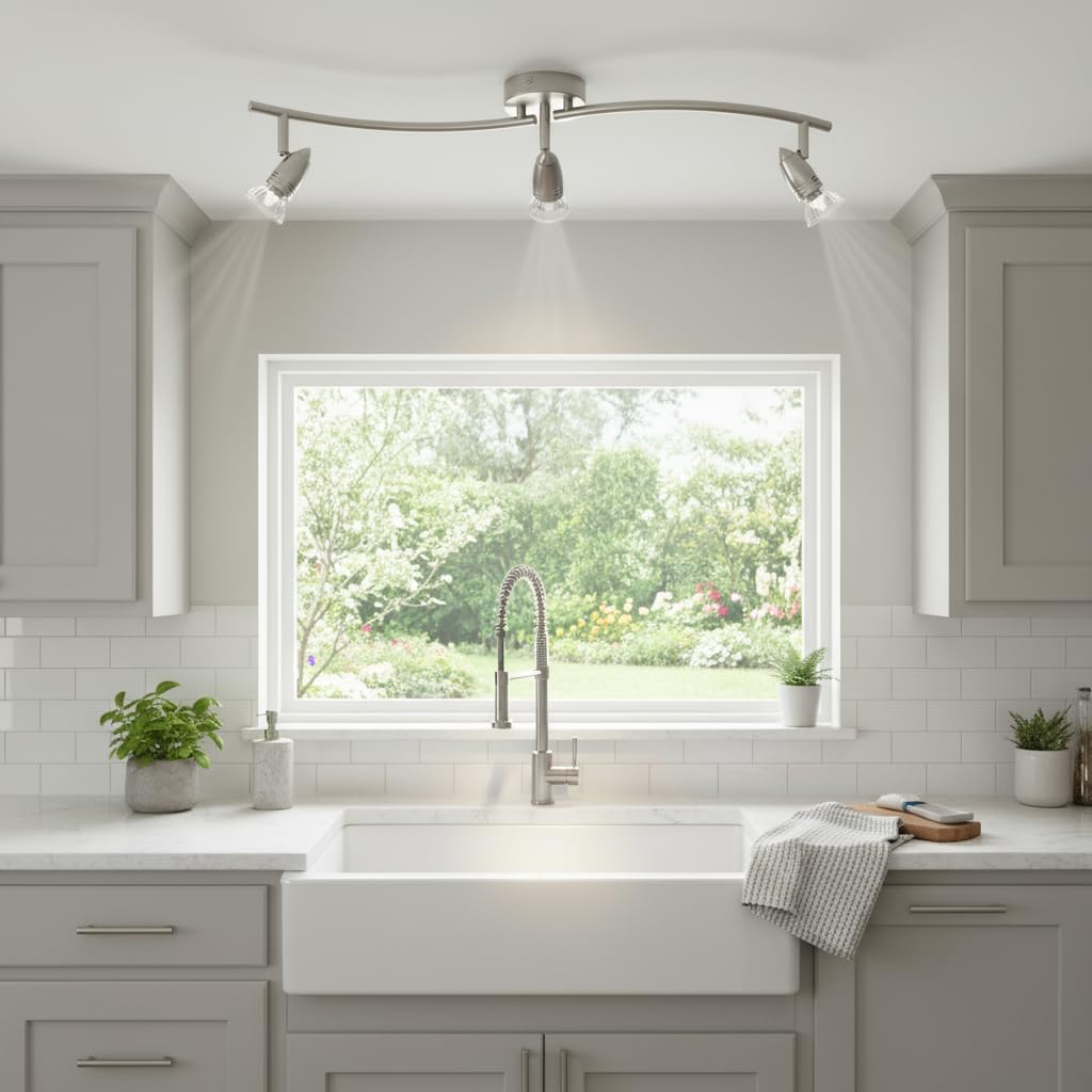 Lumens Flush Mount Track Lighting Fixtures Ceiling, 3-Light, 28 Inch