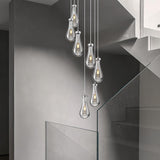 Raindrop Pendant Lights Kitchen Island Teardrop Chrome Hanging Light Fixtures Clear Solid Glass Pendant Light Modern Chandeliers for Dining Room Porch Corridor Living Room (7-Light) A121-B0CJF5LHJ9