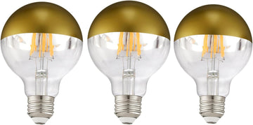 Half Chrome Light Bulb,G25 Dimmable Matt Gold Tipped,6W E26,Warm