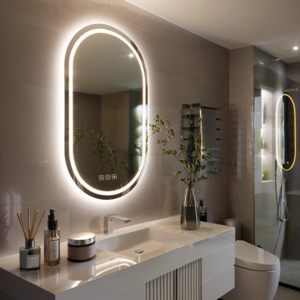 Oval LED Bathroom with Lights, 20X28 inches