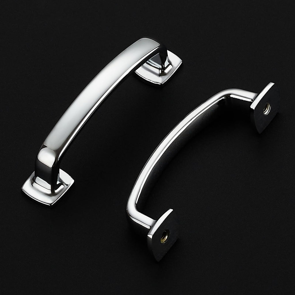 5 Pack Polished Chrome Cabinet Handles, 3" Hole Center Arch Drawer Pulls