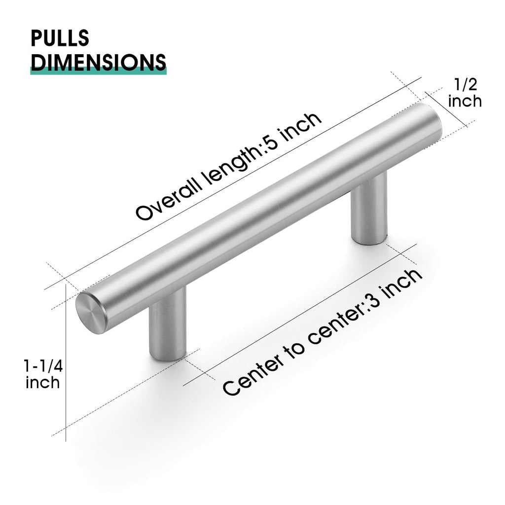 Brushed Nickel Cabinet Pulls Drawer Pulls, 3 Inch CC, 25 Pack