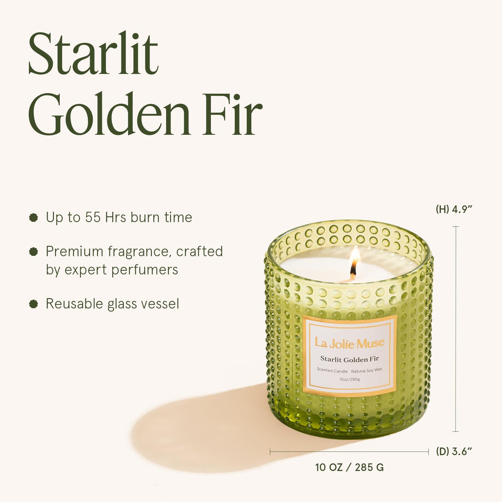 Starlit Fir Pine Scented Candles, Natural Soy 55 Hrs