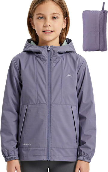 Kids Lightweight Rain Jacket, Packable Rain Windbreaker Boys Girls