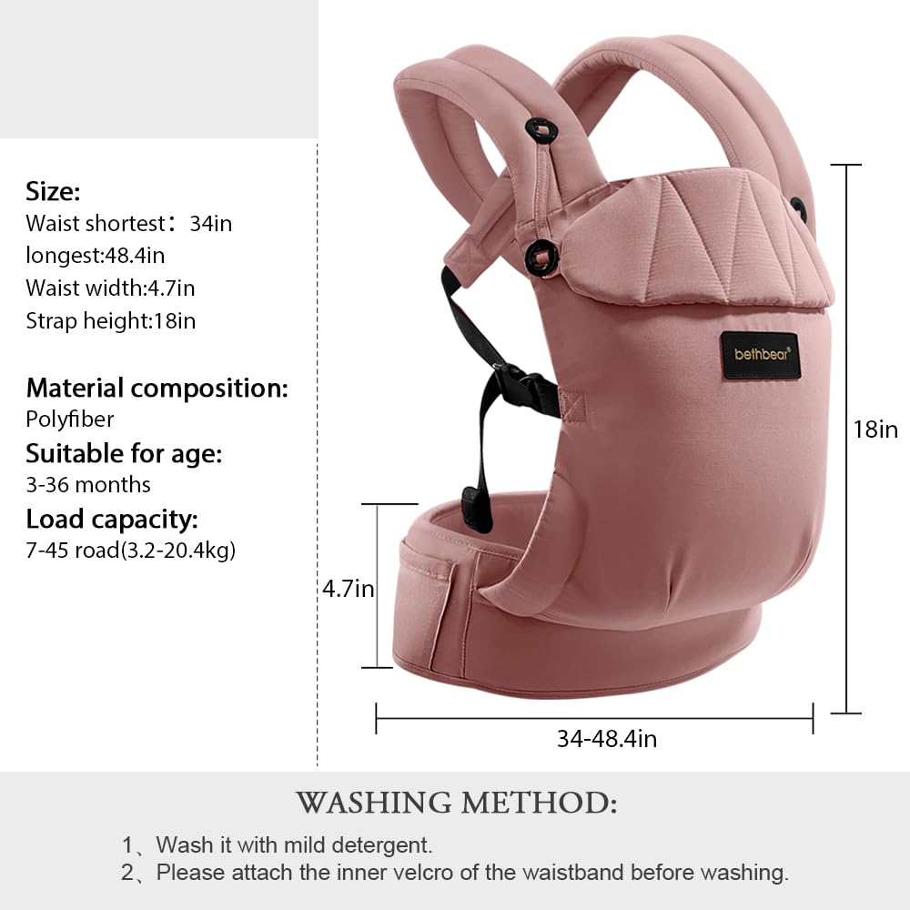 Carrier Newborn to Toddler 7-45 lbs with Natural Material, Ergonomic Design,Versatile and Adjustable,Hands Free