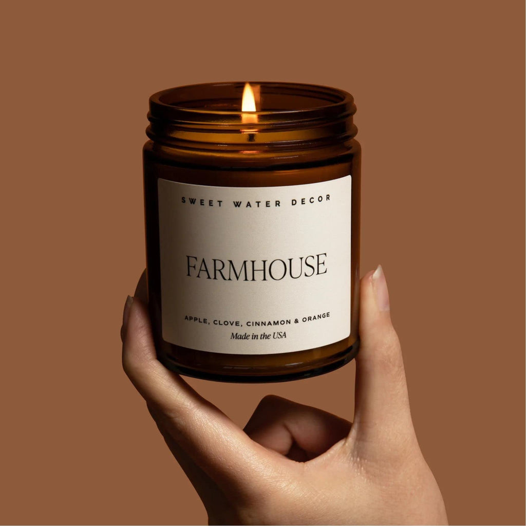 Candle, Non-Toxic Soy Wax, 9oz Amber Glass Jar