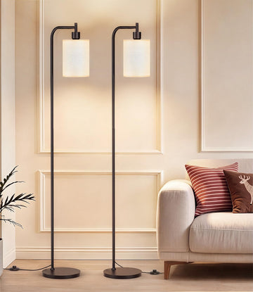 2-Pack Floor Lamps with Linen Shade Bedroom Corner