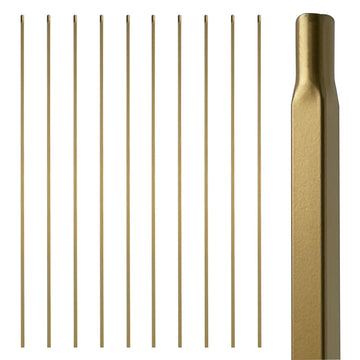 44" Brass Gold Wrought Iron Plain Balusters for Staircase Interior, 1/2" Square Hollow Iron Spindles, Decorative