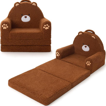 In-1 Foldable Toddler Couch, Comfy Kids Sofa Chair, Bear