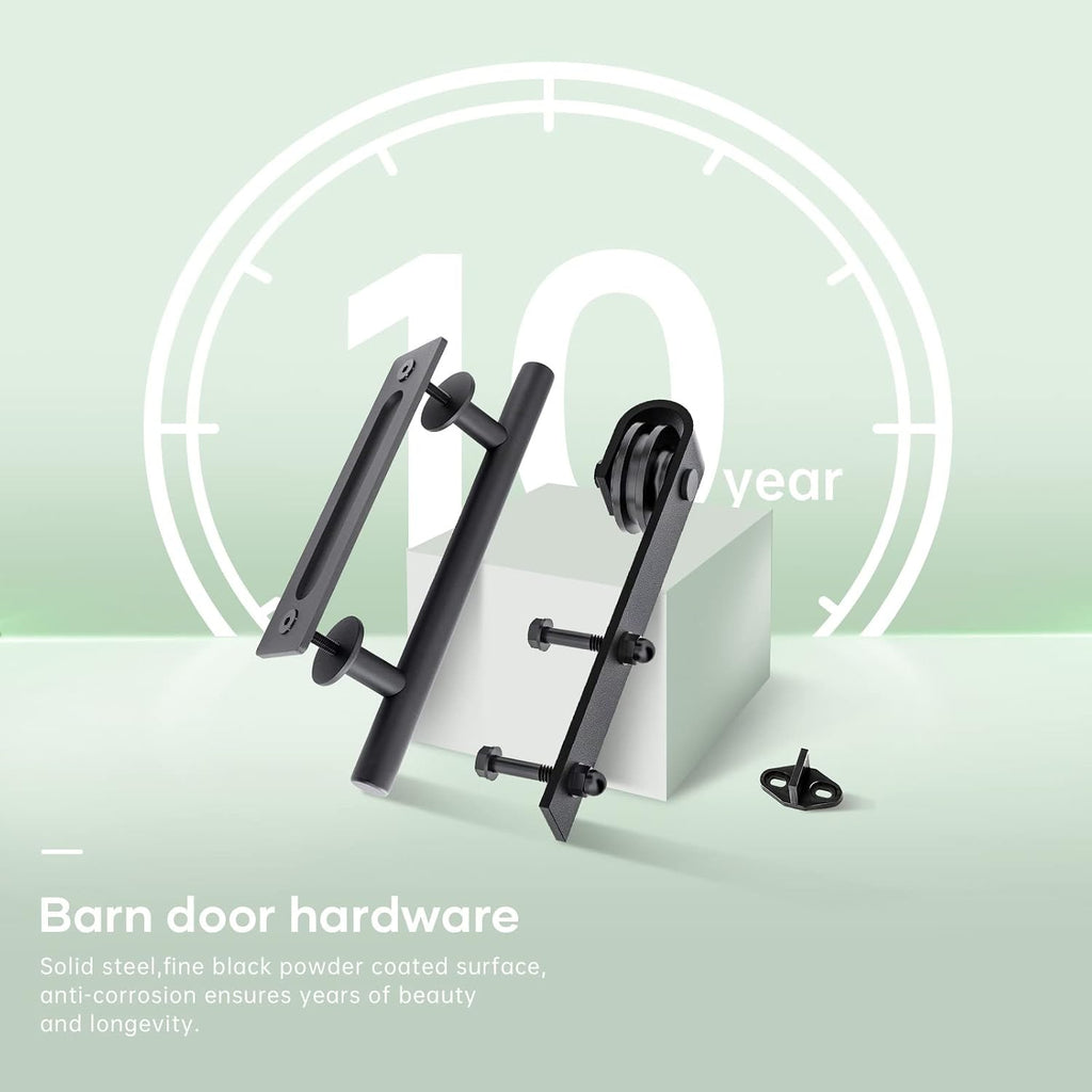 Double 24 x 84 inch Glass Barn Doors 48inch Barn Door with 8FT Hardware Kit & Handle Included,5-Panel Frosted Glass