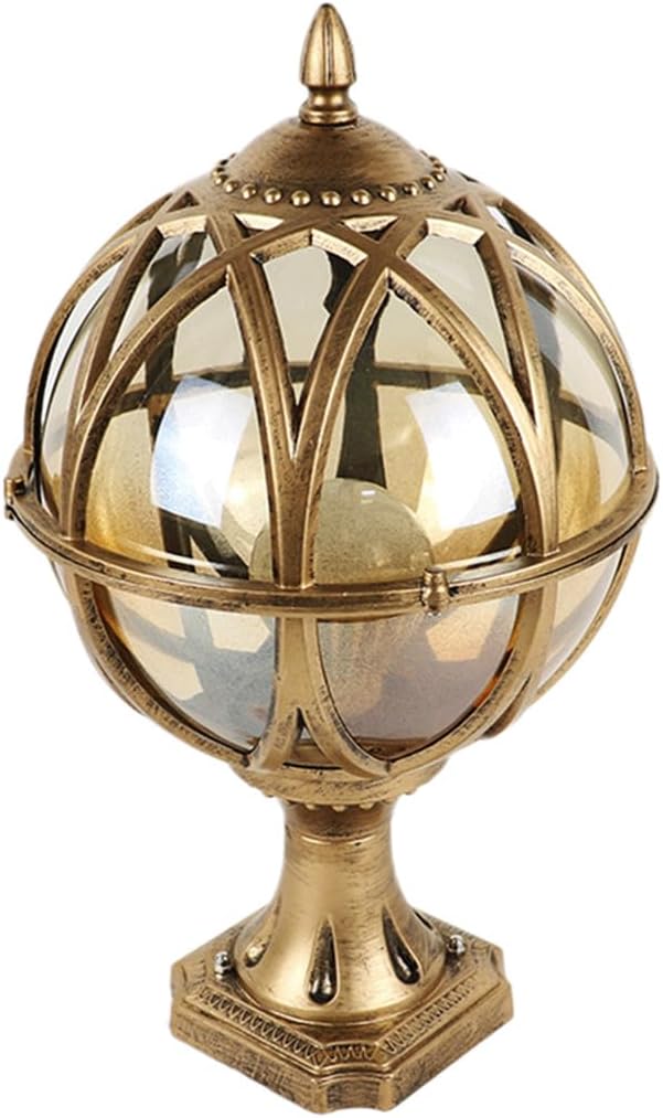 Classic Waterproof Glass Globe Outdoor Lighting for Garden, Patio, and Yard - Aluminum Pillar Light Fixture
