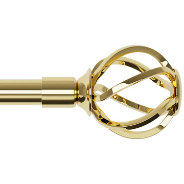 Curtain Rods for Windows with Twisted Cage Finials 72-144 inch Gold