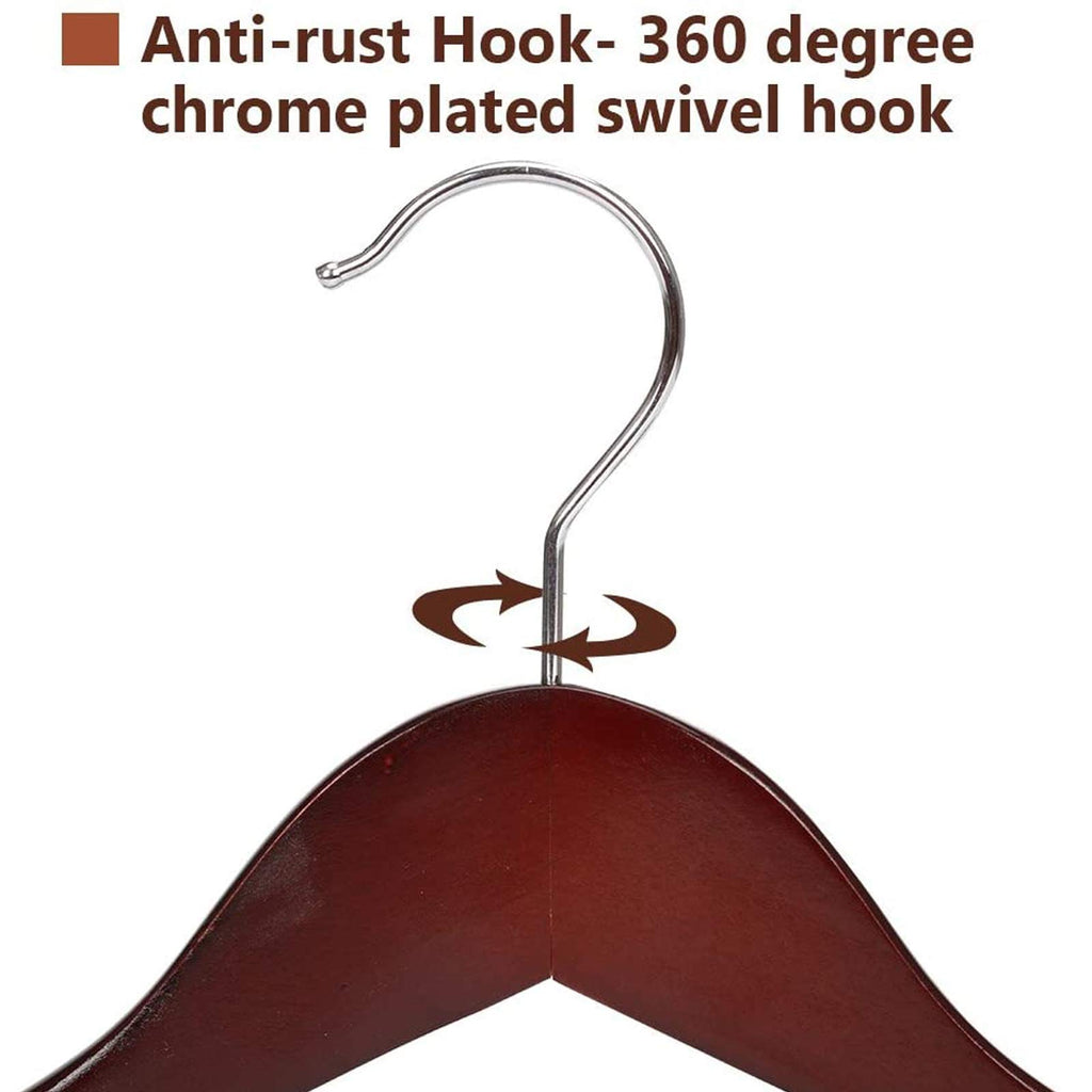 Wooden Extra-Wide Shoulder Suit Hangers for Coat and Pants, Walnut Finish, 6-Pack