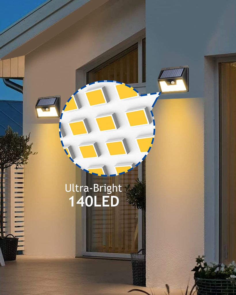 Solar Lights Outdoor Waterproof [8 Pack/], Warm White Motion Sensor Light Ultra-Bright, 3 Modes Solar Fence