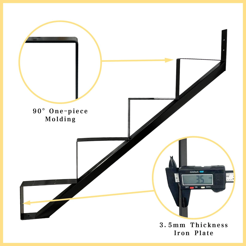 4 Step Metal Stair Step Steel Riser Stringers for 34.7" Height Deck, 3Packs