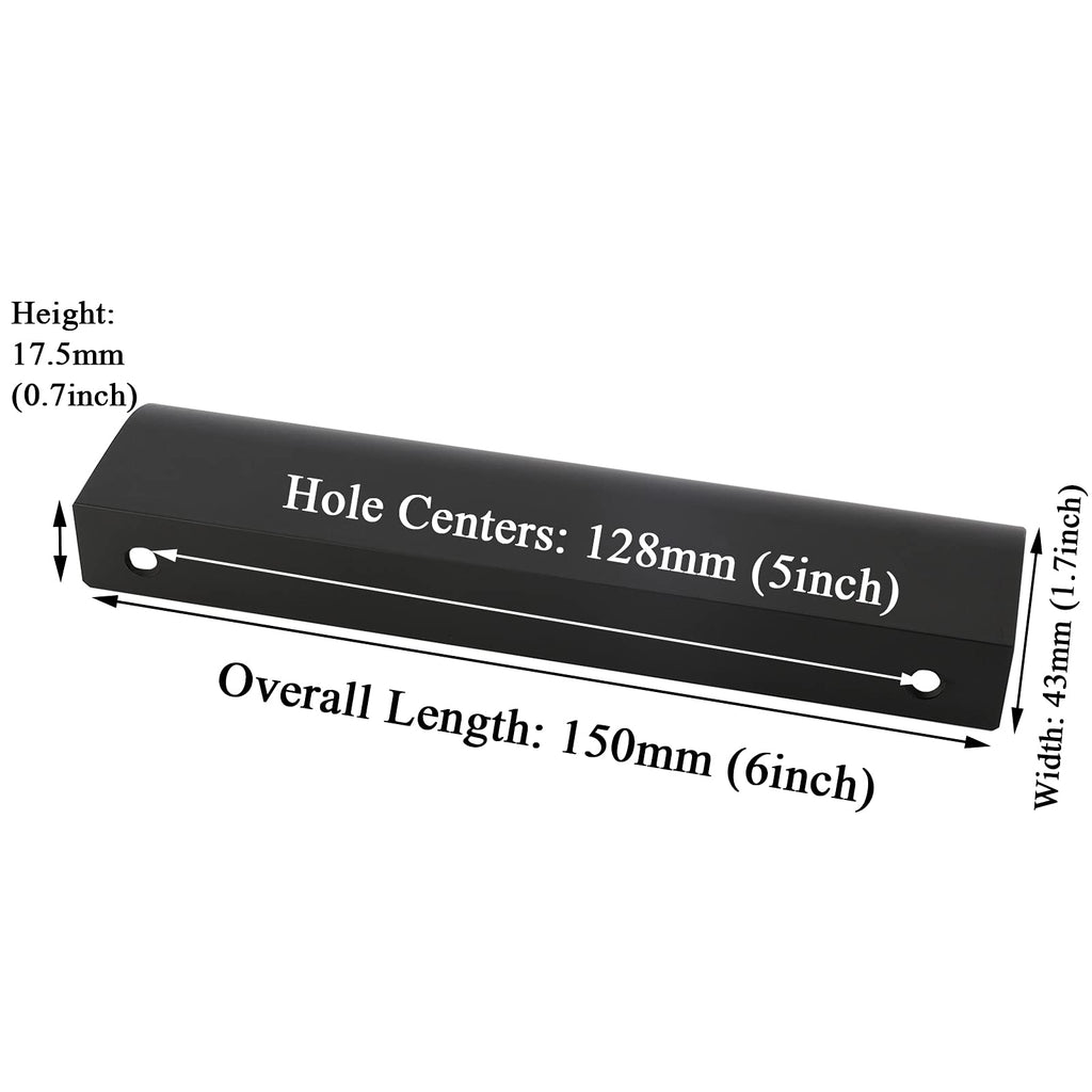 Black Cabinet Handles, Finger Pulls for Cabinet Edge Pulls 5 Inch 10 Pack | Tab Drawer Handles, Aluminum Alloy Flat