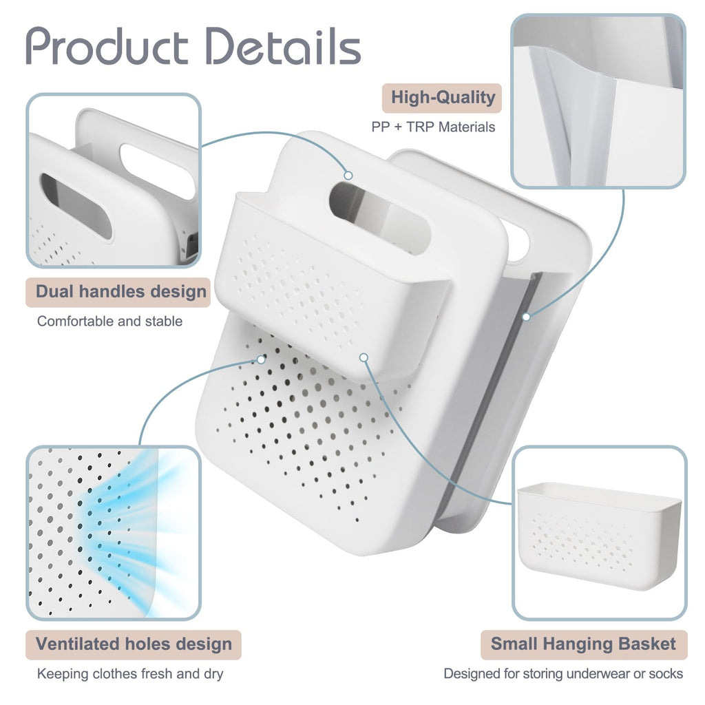 Collapsible Laundry Basket, Wall Mounted Hamper with Mini Basket