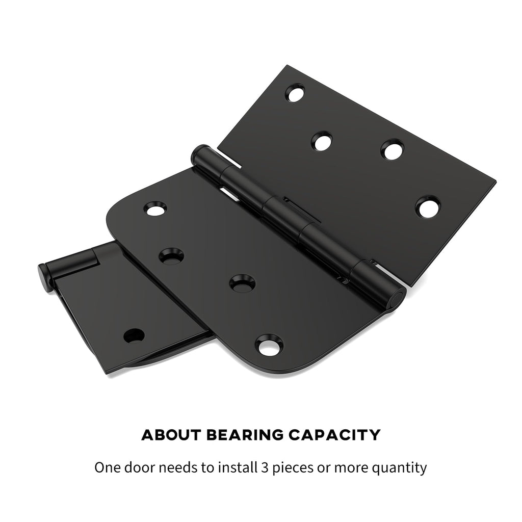 3 Pack 4in Black Door Hinges Interior Door Hinges Black Matte 4 x 4 Inch with Square & Round Corners, Iron Material