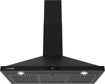 Stainless Steel Wall Mount Range Hood 380 CFM 3 Speed Push Button Control, LED Lights Ducted