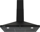 Stainless Steel Wall Mount Range Hood 380 CFM 3 Speed Push Button Control, LED Lights Ducted