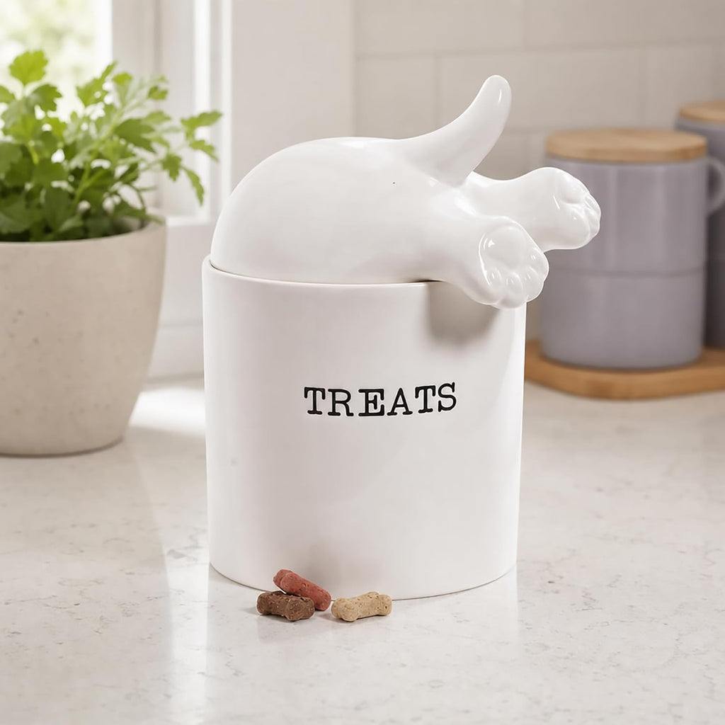 Dog Tail Treat Canister - Ceramic Dog Treat Jar