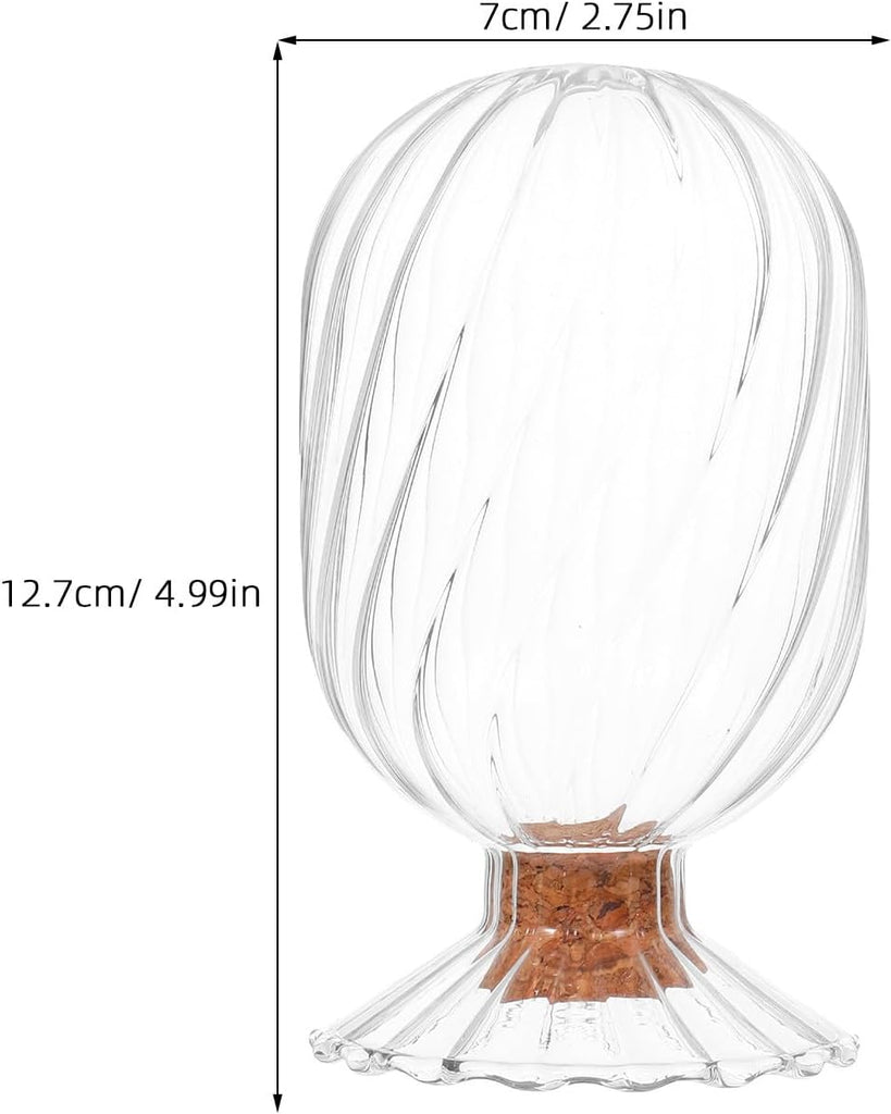 Helix Shaped Glass Cloche Match Jar with Lid Decorative Glass Container Fireplace Display Accent