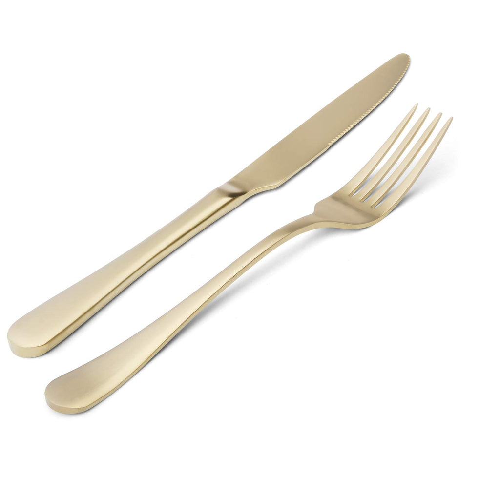 Matte champagne Silverware Set, 20-Piece Stainless Steel Flatware Set, Kitchen Utensil Set Service for 4, Tableware