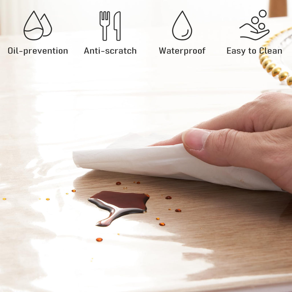 Clear Plastic Tablecloth Protector Rectangle Square 70x70 inch Waterproof Oilproof Stain Resistant Wipeable Table