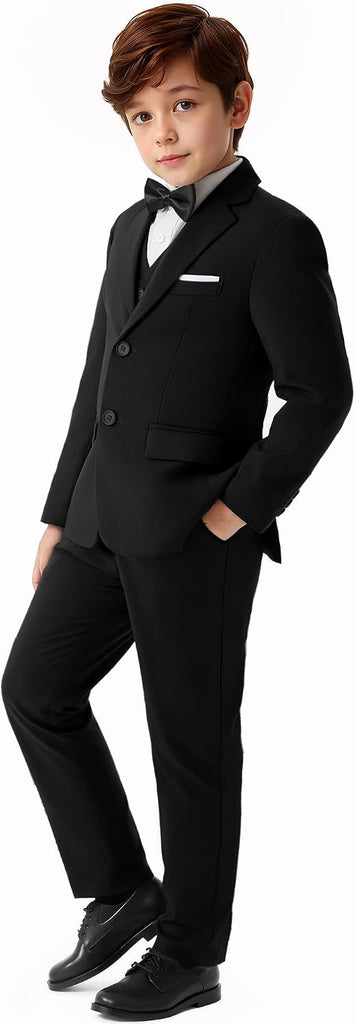 Boys Formal Dress Suits 5 Piece Slim Fit Dresswear Suit Set with Kids
