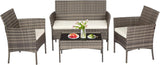 Patio Conversation Set 4 Pieces Patio Furniture Set Wicker with Rattan Chair Loveseats Coffee Table for Outdoor Indoor Garden Backyard Porch Poolside Balcony,Gray Wicker/Khaki Cushions A106-B0BMPSRXRK